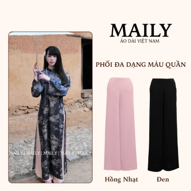 Áo Dài Cách Tân Lạc Vân Thiết Kế Trang Trọng Cổ Cao Tay Dài Mặc Tết 2.026 MAILY