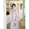 Áo Dài Cach Tân Mây Hồng Alice Gấm Phối Tơ Hàn Đính Hoa Cao Cấp - Tay Lửng Cổ Truyền Thống AD992 Giá 1,010,000₫ 3