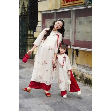 Áo Dài Cách Tân Mẹ & Bé Mai Chi Thêu Hoa, Nơ Duyên Dáng - Truyền Thống Hiện Đại, Mặc Tết & Đi Lễ - 265k 4 Áo Dài Cách Tân Mẹ & Bé Mai Chi Thêu Hoa, Nơ Duyên Dáng - Truyền Thống Hiện Đại, Mặc Tết & Đi Lễ - 265k 4