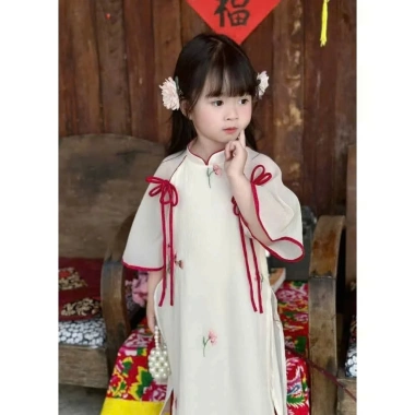 Áo Dài Cách Tân Mẹ & Bé Mai Chi Thêu Hoa, Nơ Duyên Dáng - Truyền Thống Hiện Đại, Mặc Tết & Đi Lễ - 265k