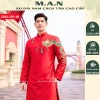 Áo dài cách tân nam đỏ Tết 2.026, thêu rồng cá tính, chuẩn phom hot - Giá 425k
