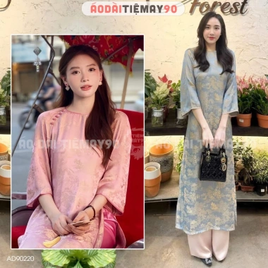 Áo dài cách tân Như Yên dáng suông xưa gấm lụa – Tiệm may sẵn AD90.220, lễ tết, giá chỉ 309.000 VNĐ