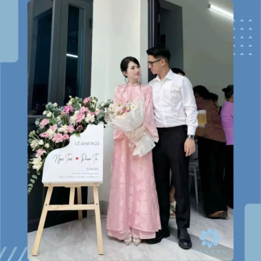 Áo Dài Cách Tân Nữ 2 Lớp 4 Tà Cổ Cao Tay Loe Dài Trẻ Trung - Cherry 345.000