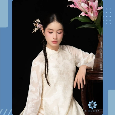 Áo Dài Cách Tân Nữ 2 Lớp 4 Tà Cổ Cao Tay Loe Dài Trẻ Trung - Cherry 345.000