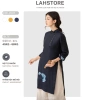 Áo dài cách tân nữ 2 tà tay lỡ LAHSTORE vải linen thô cao cấp cúc lệch thêu hoa Xanh Đen thiết kế đẹp giá ưu đãi 498.240