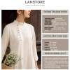 Áo dài cách tân nữ 2 tà tay lỡ LAHSTORE vải linen thô cao cấp cúc lệch thêu hoa Xanh Đen thiết kế đẹp giá ưu đãi 498.240 2