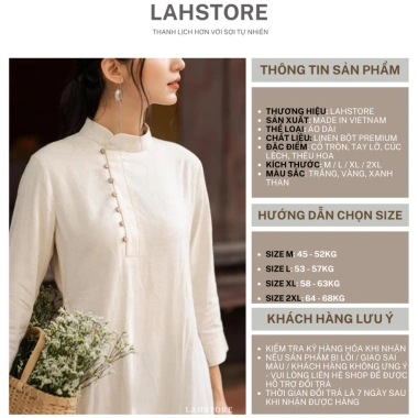 Áo dài cách tân nữ 2 tà tay lỡ LAHSTORE vải linen thô cao cấp cúc lệch thêu hoa Xanh Đen thiết kế đẹp giá ưu đãi 498.240
