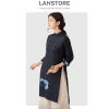 Áo dài cách tân nữ 2 tà tay lỡ LAHSTORE vải linen thô cao cấp cúc lệch thêu hoa Xanh Đen thiết kế đẹp giá ưu đãi 498.240 4