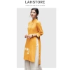 Áo dài cách tân nữ 2 tà tay lỡ LAHSTORE vải linen thô cao cấp cúc lệch thêu hoa Xanh Đen thiết kế đẹp giá ưu đãi 498.240 7