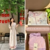 Áo dài cách tân nữ 4 tà hoa in nổi, thắt nơ tay loe, dáng suông tết thu đông 139k 8
