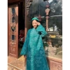 Áo dài cách tân nữ 4 tấc họa tiết kỳ lân, suông tay dài, loe rộng, màu xanh hồng be - Mặc Tết và Cưới cao cấp 420k 5