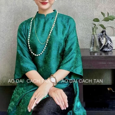Áo dài cách tân nữ dáng suông tay lỡ, gấm tơ mềm mát - Đẹp cho đám cưới, hỏi lễ, tết 188.000đ