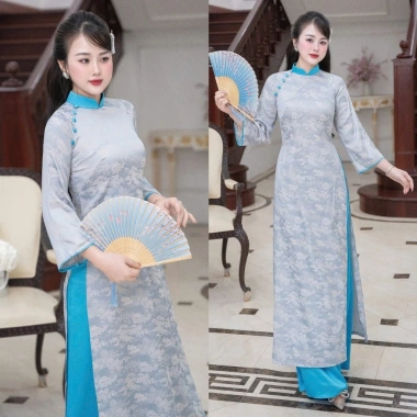 Áo dài cách tân nữ gấm dáng suông 2.025 - Thiết kế Tết, giá chỉ 238.600₫