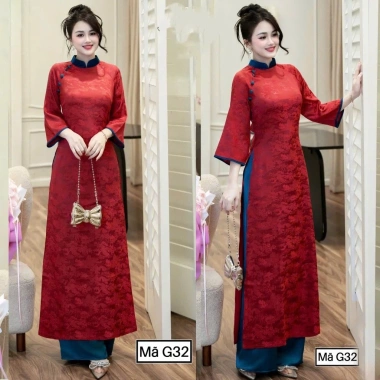 Áo dài cách tân nữ gấm dáng suông 2.025 - Thiết kế Tết, giá chỉ 238.600₫