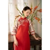 Áo dài cách tân nữ MAYY FASHION nhung đỏ thêu hoa Hàng Trống - Chỉ 1,250,000₫ 2