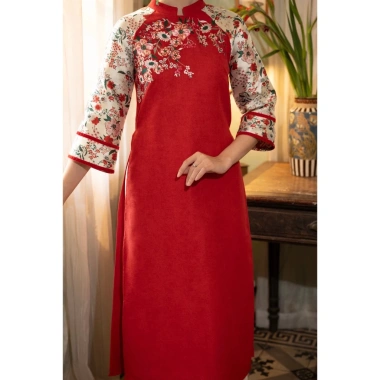 Áo dài cách tân nữ MAYY FASHION nhung đỏ thêu hoa Hàng Trống - Chỉ 1,250,000₫ 6 Áo dài cách tân nữ MAYY FASHION nhung đỏ thêu hoa Hàng Trống - Chỉ 1,250,000₫ 6