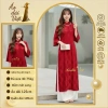 Áo dài cách tân nữ Tết 2.026 dáng suông gấm thọ dơi loại 1 cao cấp màu đỏ đô sang trọng giá 359.750 VND