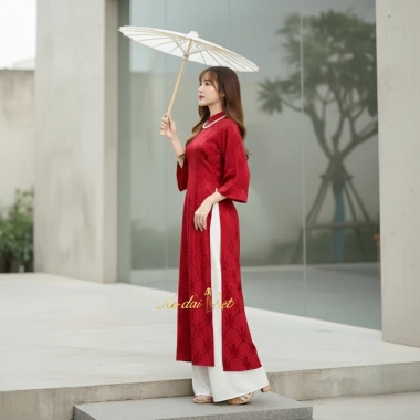 Áo dài cách tân nữ Tết 2.026 dáng suông gấm thọ dơi loại 1 cao cấp màu đỏ đô sang trọng giá 359.750 VND 3 Áo dài cách tân nữ Tết 2.026 dáng suông gấm thọ dơi loại 1 cao cấp màu đỏ đô sang trọng giá 359.750 VND 3