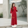 Áo dài cách tân nữ Tết 2.026 dáng suông gấm thọ dơi loại 1 cao cấp màu đỏ đô sang trọng giá 359.750 VND 6