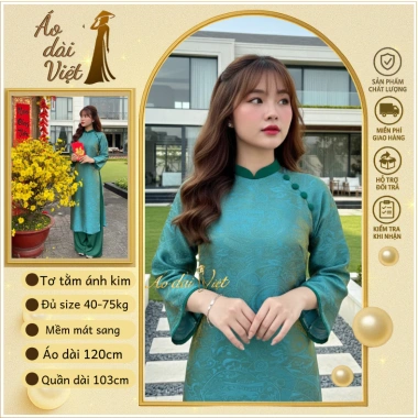 Áo dài cách tân nữ tơ tằm óng cao cấp, tết 2.026 chụp ảnh, đi lễ chùa, may sẵn