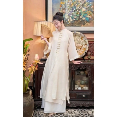 Áo dài cách tân nữ tơ thêu crep hoa pháo size 40-76kg, giảm còn 129.000 VND 2