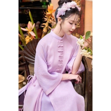 Áo dài cách tân nữ tơ thêu crep hoa pháo size 40-76kg, giảm còn 129.000 VND 7