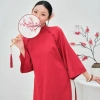 Áo Dài Cách Tân Nữ Yến Xuân Miều 2.013 - Tay Phồng, Lỡ Cổ Tàu, Dáng Suông, Vải Lụa Đỏ Trơn, Giá 328k 3
