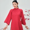 Áo Dài Cách Tân Nữ Yến Xuân Miều 2.013 - Tay Phồng, Lỡ Cổ Tàu, Dáng Suông, Vải Lụa Đỏ Trơn, Giá 328k 4