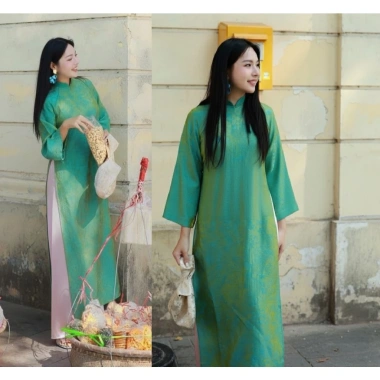 Áo dài cách tân suông tằm cao cổ tay lỡ đa màu + Quần ống rộng Tết Lễ - Giá 129k (giảm từ 154.8k)
