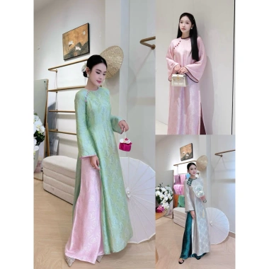 Áo dài cách tân suông thọ dơi cổ tròn tay dài - Giảm còn 620k, hot Tết 2.026