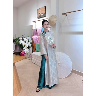 Áo dài cách tân suông thọ dơi cổ tròn tay dài - Giảm còn 620k, hot Tết 2.026