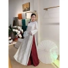 Áo dài cách tân suông thọ dơi cổ tròn tay dài - Giảm còn 620k, hot Tết 2.026 3