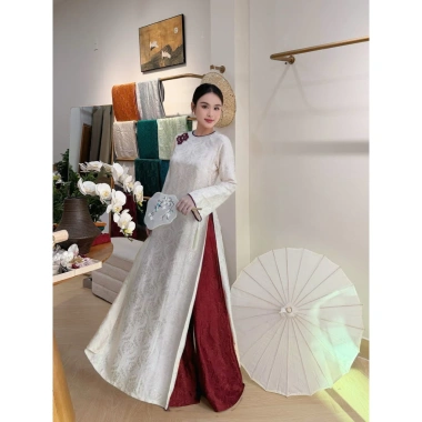 Áo dài cách tân suông thọ dơi cổ tròn tay dài - Giảm còn 620k, hot Tết 2.026