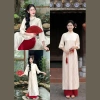 Áo dài cách tân Tết 2.025 nữ dáng suông gấm thọ dơi cao cấp, nhiều màu, thiết kế tinh tế, thoải mái, phù hợp hội nhóm, đầy sang trọng, đặc biệt cho ngày lễ 3
