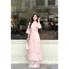 Áo dài cách tân tết 2.026 tơ tằm ánh kim hoa anh đào, quần suông philụa, 200.005₫ 4
