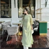 Áo Dài Cách Tân Thi Thư Xanh Cốm Hoa Thêu Ren Nởi Form Suông Tay Lỡ Nơ - ADNM006 339k 4