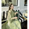 Áo Dài Cách Tân Thi Thư Xanh Cốm Hoa Thêu Ren Nởi Form Suông Tay Lỡ Nơ - ADNM006 339k 6