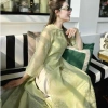 Áo Dài Cách Tân Thi Thư Xanh Cốm Hoa Thêu Ren Nởi Form Suông Tay Lỡ Nơ - ADNM006 339k 7