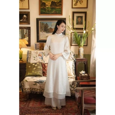 Áo dài cách tân TÚC MỸ dáng suông 4 tà vải lụa gấm cao cấp mềm mướt độc đáo - Giá ưu đãi 328.500₫ cho sự kiện, lễ tết, cưới hỏi 6