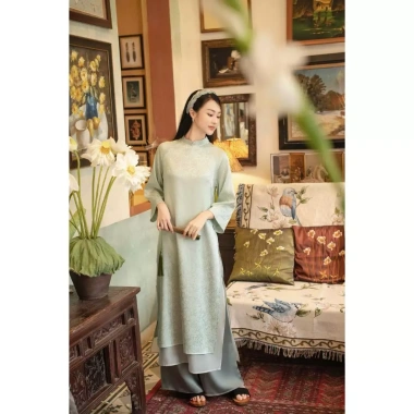 Áo dài cách tân TÚC MỸ dáng suông 4 tà vải lụa gấm cao cấp mềm mướt độc đáo - Giá ưu đãi 328.500₫ cho sự kiện, lễ tết, cưới hỏi 8