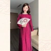 Áo dài cách tân Tường Xuân dáng suông cổ ngọc trai – Giá chỉ 360.000, thích hợp sự kiện, lễ tết, cưới hỏi 10