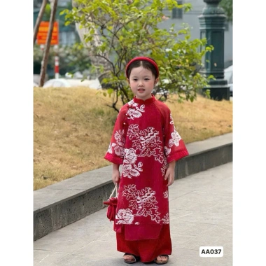 Áo dài cách tân và quần lụa xuông cho bé gái lễ tết - Set LT22 CBL70, giá ưu đãi 145.000đ, đồ trẻ em thời trang