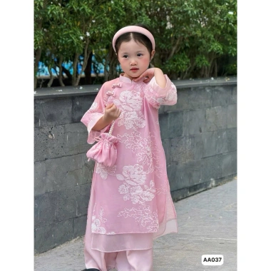 Áo dài cách tân và quần lụa xuông cho bé gái lễ tết - Set LT22 CBL70, giá ưu đãi 145.000đ, đồ trẻ em thời trang