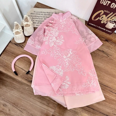 Áo dài cách tân và quần lụa xuông cho bé gái lễ tết - Set LT22 CBL70, giá ưu đãi 145.000đ, đồ trẻ em thời trang