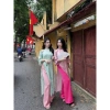 Áo Dài Cách Tân Xuông Gấm Hạc Cổ Tròn Đính Cúc – Hàng May Sẵn, Giá 140k 4