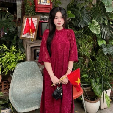 Áo dài cách tân Yến Phượng LAVIAN AD01 lông vũ 2 lớp 4 tà - Siêu nhẹ, giá chỉ 175.000đ cho Tết đi chùa