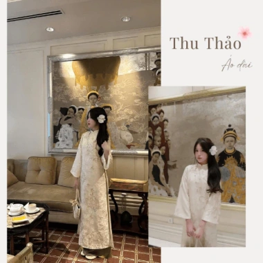 Áo Dài Cẩm Tú Hoa Cách Tân - Hoa Thêu Lễ Tết, Mặc Du Xuân, Giá 319.500đ