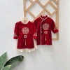 Áo dài cặp bé đỏ nhung truyền thống 8-22kg - Cách tân, sang trọng, ấm áp Tết 5