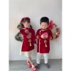 Áo dài cặp bé đỏ nhung truyền thống 8-22kg - Cách tân, sang trọng, ấm áp Tết 6