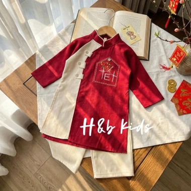 Áo Dài cặp bé trai bé gái Hàn Quốc cao cấp họa tiết thêu kèm quần kaki 10-30kg giá ưu đãi 182.000₫ 8